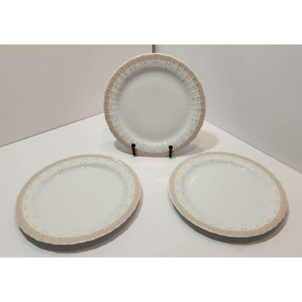 Vtg Eschenbach Bavaria Germany W/Pale Pink Mini Tulips 7.5" Dessert Plates 3